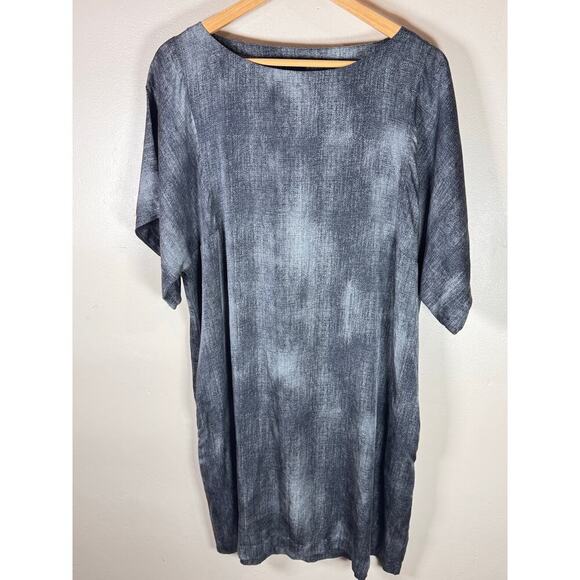 Eileen Fisher Dresses & Skirts - Eileen Fisher Womens Tunic Dress Top Silk Cotton Lagenlook Size L Gray